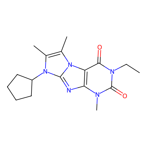 6-Cyclopentyl-2-ethyl-4,7,8-trimethylpurino[7,8-a]imidazole-1,3-dione structure