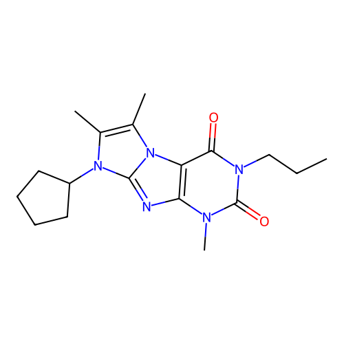 6-Cyclopentyl-4,7,8-trimethyl-2-propylpurino[7,8-a]imidazole-1,3-dione structure