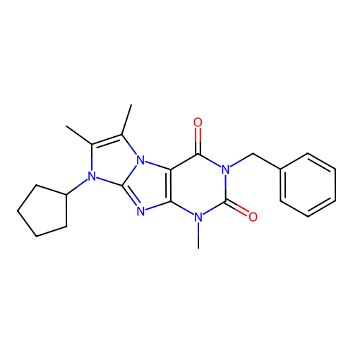 2-Benzyl-6-cyclopentyl-4,7,8-trimethylpurino[7,8-a]imidazole-1,3-dione structure