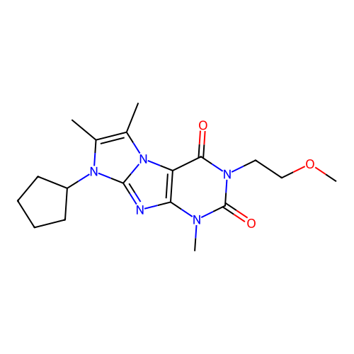 6-Cyclopentyl-2-(2-methoxyethyl)-4,7,8-trimethylpurino[7,8-a]imidazole-1,3-dione structure