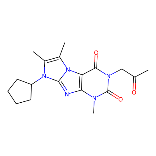 6-Cyclopentyl-4,7,8-trimethyl-2-(2-oxopropyl)purino[7,8-a]imidazole-1,3-dione structure