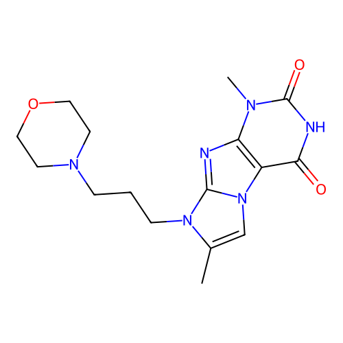 1,7-dimethyl-8-(3-morpholinopropyl)-1H-imidazo[2,1-f]purine-2,4(3H,8H)-dione structure