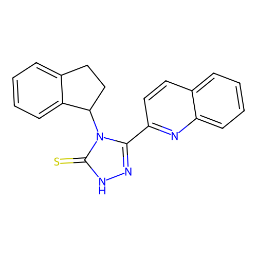 4-(2,3-dihydro-1H-inden-1-yl)-5-(quinolin-2-yl)-4H-1,2,4-triazole-3-thiol structure
