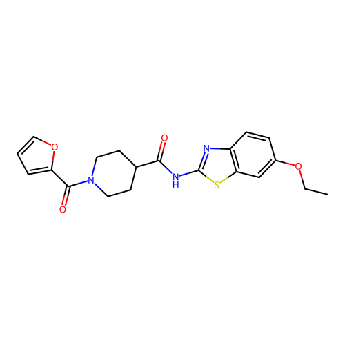N-(6-ethoxy-1,3-benzothiazol-2-yl)-1-(furan-2-carbonyl)piperidine-4-carboxamide structure