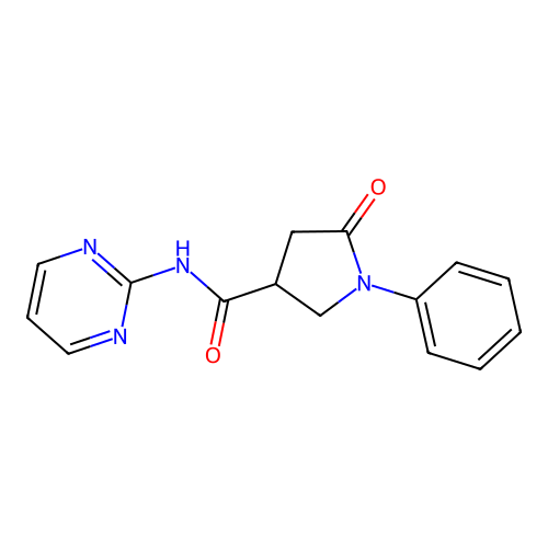 5-oxo-1-phenyl-N-(pyrimidin-2-yl)pyrrolidine-3-carboxamide structure