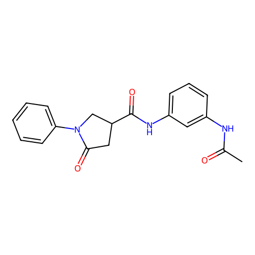 N-(3-acetamidophenyl)-5-oxo-1-phenylpyrrolidine-3-carboxamide structure