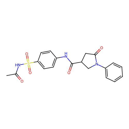 N-[4-(acetylsulfamoyl)phenyl]-5-oxo-1-phenylpyrrolidine-3-carboxamide structure