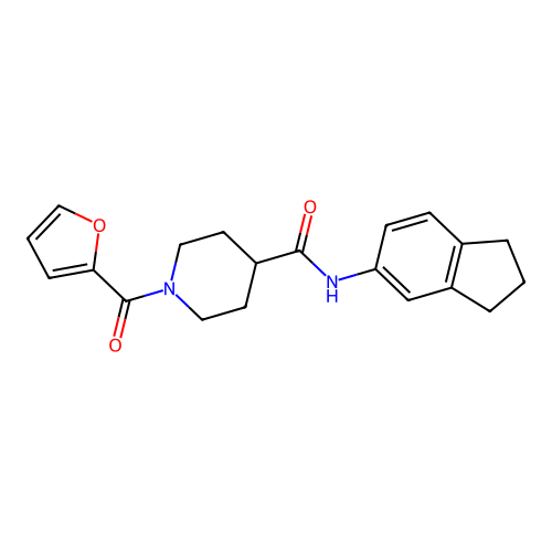 N-(2,3-dihydro-1H-inden-5-yl)-1-(furan-2-carbonyl)piperidine-4-carboxamide structure