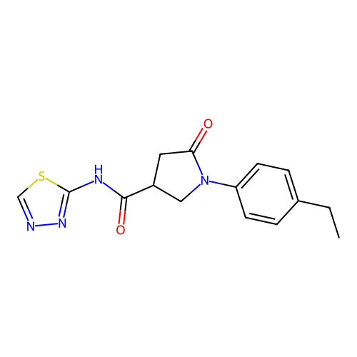 1-(4-ethylphenyl)-5-oxo-N-(1,3,4-thiadiazol-2-yl)pyrrolidine-3-carboxamide structure