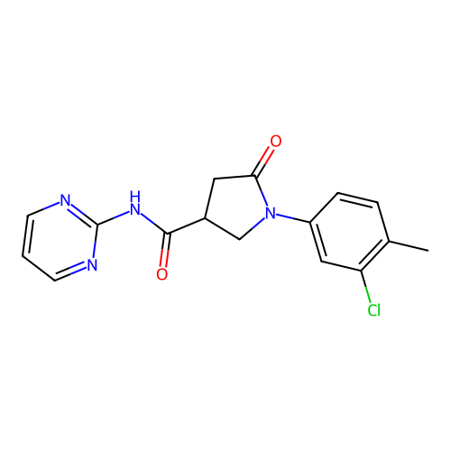 1-(3-chloro-4-methylphenyl)-5-oxo-N-(pyrimidin-2-yl)pyrrolidine-3-carboxamide structure