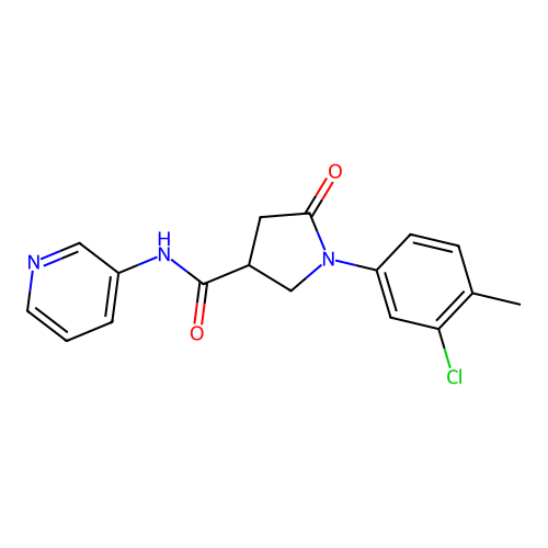 1-(3-chloro-4-methylphenyl)-5-oxo-N-(pyridin-3-yl)pyrrolidine-3-carboxamide structure