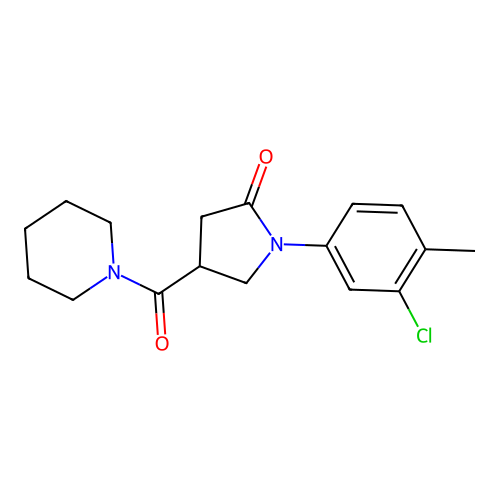 1-(3-Chloro-4-methylphenyl)-4-(piperidine-1-carbonyl)pyrrolidin-2-one structure