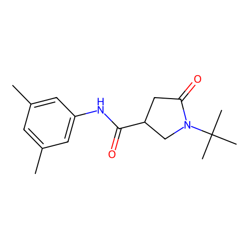 1-tert-butyl-N-(3,5-dimethylphenyl)-5-oxopyrrolidine-3-carboxamide structure