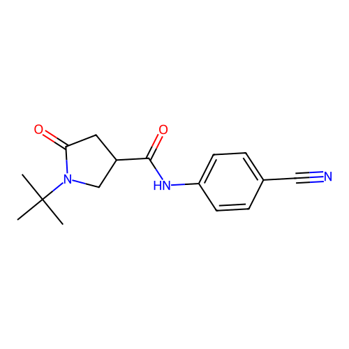 1-tert-butyl-N-(4-cyanophenyl)-5-oxopyrrolidine-3-carboxamide structure