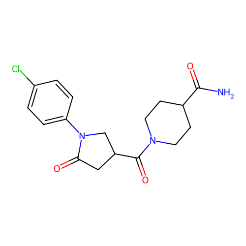 1-(1-(4-Chlorophenyl)-5-oxopyrrolidine-3-carbonyl)piperidine-4-carboxamide structure