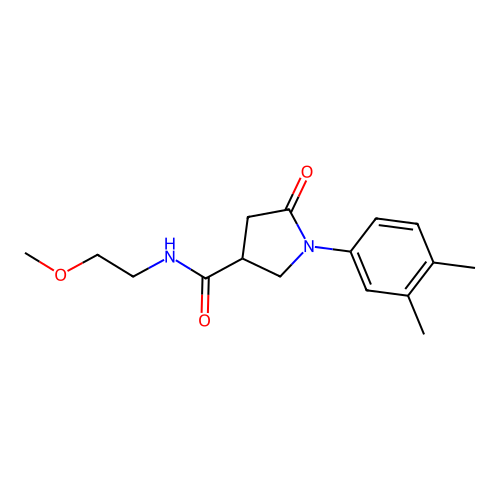 1-(3,4-dimethylphenyl)-N-(2-methoxyethyl)-5-oxopyrrolidine-3-carboxamide structure