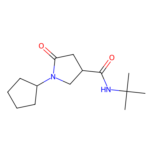 N-tert-butyl-1-cyclopentyl-5-oxopyrrolidine-3-carboxamide structure