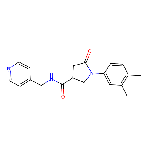 1-(3,4-dimethylphenyl)-5-oxo-N-(pyridin-4-ylmethyl)pyrrolidine-3-carboxamide structure