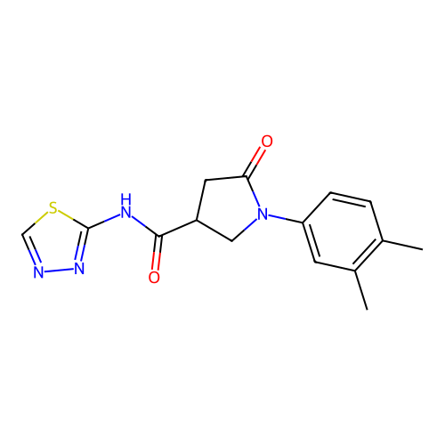 1-(3,4-dimethylphenyl)-5-oxo-N-(1,3,4-thiadiazol-2-yl)pyrrolidine-3-carboxamide structure