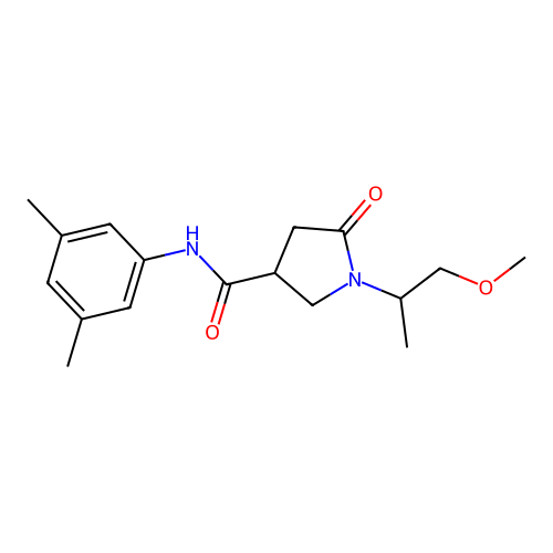 N-(3,5-dimethylphenyl)-1-(1-methoxypropan-2-yl)-5-oxopyrrolidine-3-carboxamide structure