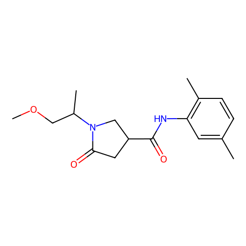 N-(2,5-dimethylphenyl)-1-(1-methoxypropan-2-yl)-5-oxopyrrolidine-3-carboxamide structure