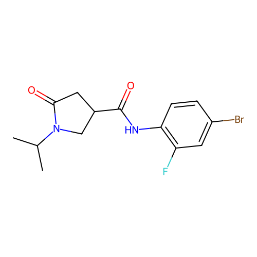 N-(4-bromo-2-fluorophenyl)-5-oxo-1-propan-2-ylpyrrolidine-3-carboxamide structure
