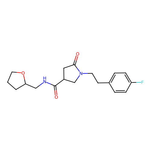 1-[2-(4-fluorophenyl)ethyl]-5-oxo-N-(oxolan-2-ylmethyl)pyrrolidine-3-carboxamide structure