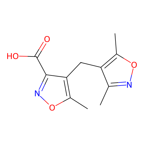 4-[(3,5-Dimethylisoxazol-4-yl)methyl]-5-methylisoxazole-3-carboxylic acid structure
