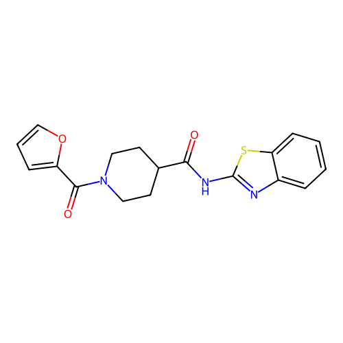 N-(1,3-benzothiazol-2-yl)-1-(furan-2-carbonyl)piperidine-4-carboxamide structure