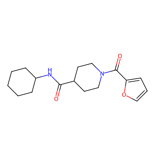 N-cyclohexyl-1-(furan-2-carbonyl)piperidine-4-carboxamide structure