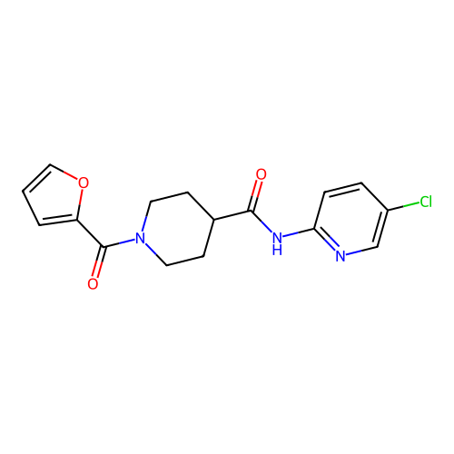 N-(5-chloropyridin-2-yl)-1-(furan-2-carbonyl)piperidine-4-carboxamide structure