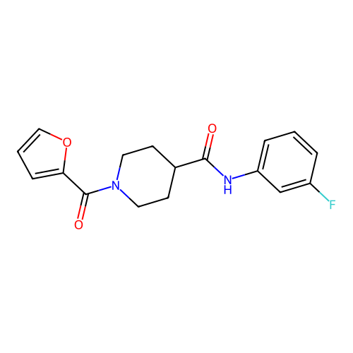 N-(3-fluorophenyl)-1-(furan-2-carbonyl)piperidine-4-carboxamide structure