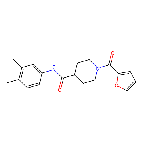 N-(3,4-dimethylphenyl)-1-(furan-2-carbonyl)piperidine-4-carboxamide structure