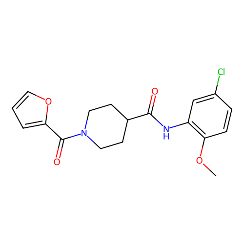N-(5-chloro-2-methoxyphenyl)-1-(furan-2-carbonyl)piperidine-4-carboxamide structure