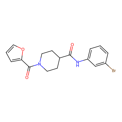 N-(3-bromophenyl)-1-(furan-2-carbonyl)piperidine-4-carboxamide structure