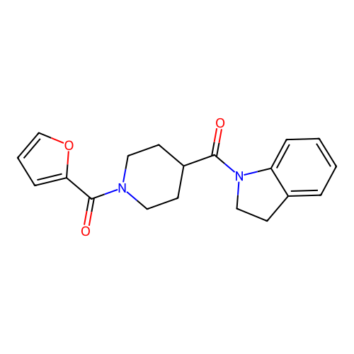 2,3-Dihydroindol-1-yl-[1-(furan-2-carbonyl)piperidin-4-yl]methanone structure