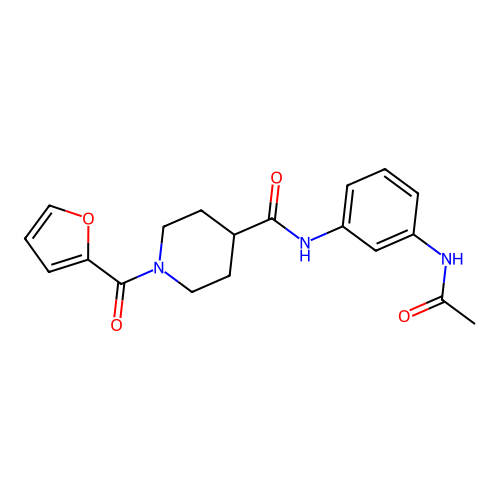 N-(3-acetamidophenyl)-1-(furan-2-carbonyl)piperidine-4-carboxamide structure