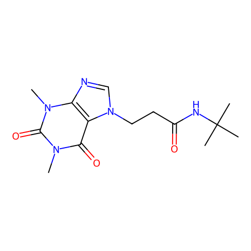 N-tert-butyl-3-(1,3-dimethyl-2,6-dioxopurin-7-yl)propanamide structure