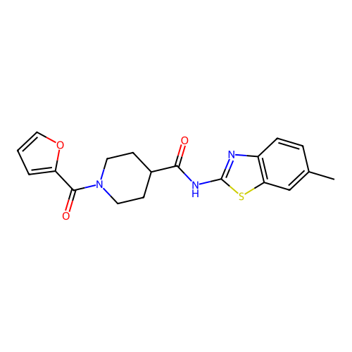 1-(furan-2-carbonyl)-N-(6-methyl-1,3-benzothiazol-2-yl)piperidine-4-carboxamide structure
