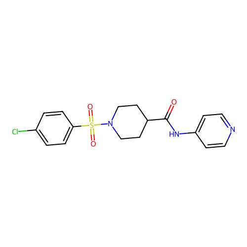 1-((4-chlorophenyl)sulfonyl)-N-(pyridin-4-yl)piperidine-4-carboxamide structure
