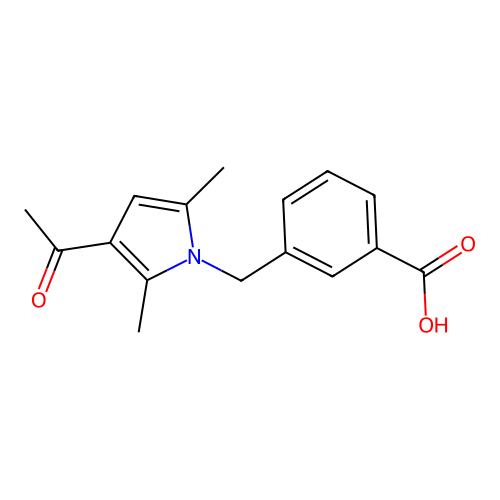 3-(3-Acetyl-2,5-dimethyl-pyrrol-1-ylmethyl)-benzoic acid structure