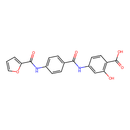 4-[4-(Furan-2-amido)benzamido]-2-hydroxybenzoic acid structure