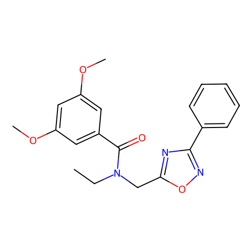 N-ethyl-3,5-dimethoxy-N-[(3-phenyl-1,2,4-oxadiazol-5-yl)methyl]benzamide structure