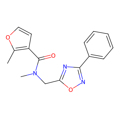 N,2-dimethyl-N-[(3-phenyl-1,2,4-oxadiazol-5-yl)methyl]furan-3-carboxamide structure
