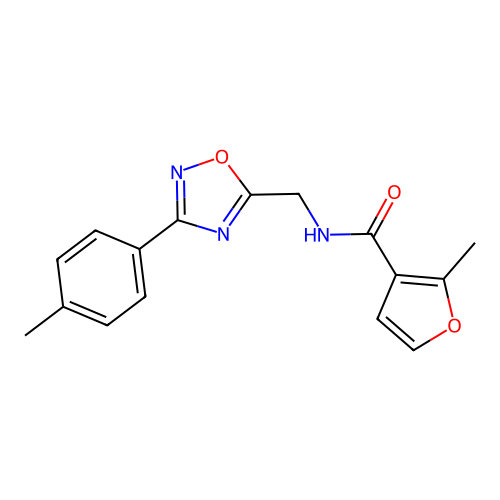 2-methyl-N-[[3-(4-methylphenyl)-1,2,4-oxadiazol-5-yl]methyl]furan-3-carboxamide structure