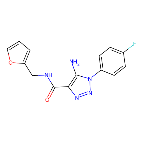 5-amino-1-(4-fluorophenyl)-N-(furan-2-ylmethyl)-1H-1,2,3-triazole-4-carboxamide structure