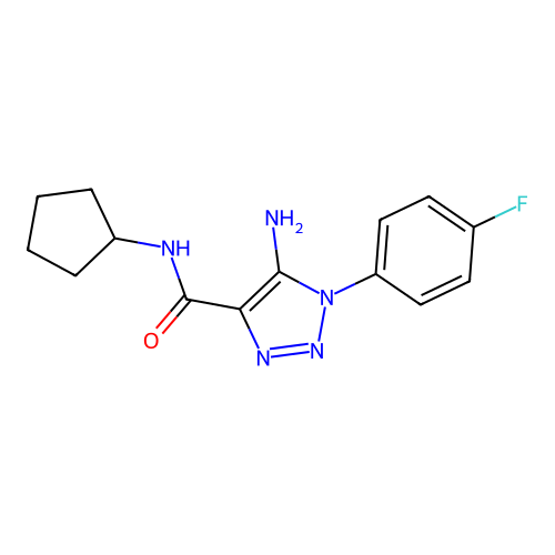5-amino-N-cyclopentyl-1-(4-fluorophenyl)triazole-4-carboxamide structure