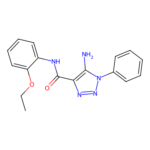 5-amino-N-(2-ethoxyphenyl)-1-phenyltriazole-4-carboxamide structure