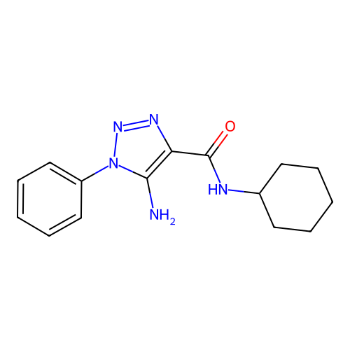 5-amino-N-cyclohexyl-1-phenyltriazole-4-carboxamide structure