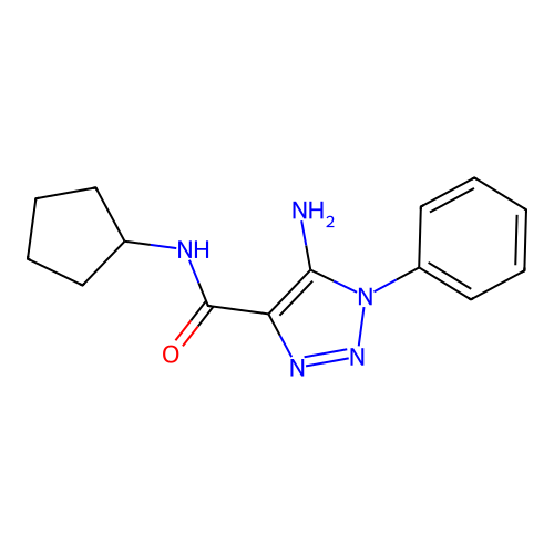 5-amino-N-cyclopentyl-1-phenyltriazole-4-carboxamide structure